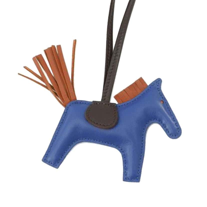 Hermès Milo Lambskin Grigri Rodeo Horse Bag Charm PM Blue Leather Very good condition - Box View