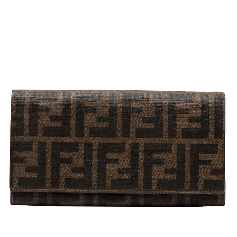 Fendi Zucca Coated Canvas Trifold Long Wallet Brown Canvas Good condition - Front View