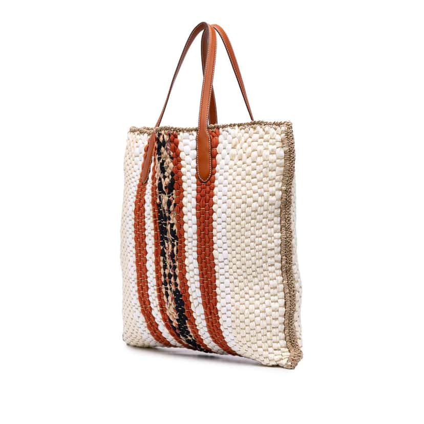 Loro Piana Crochet Wool and Silk Blossom Tote Brown Wool Very good condition - Back View