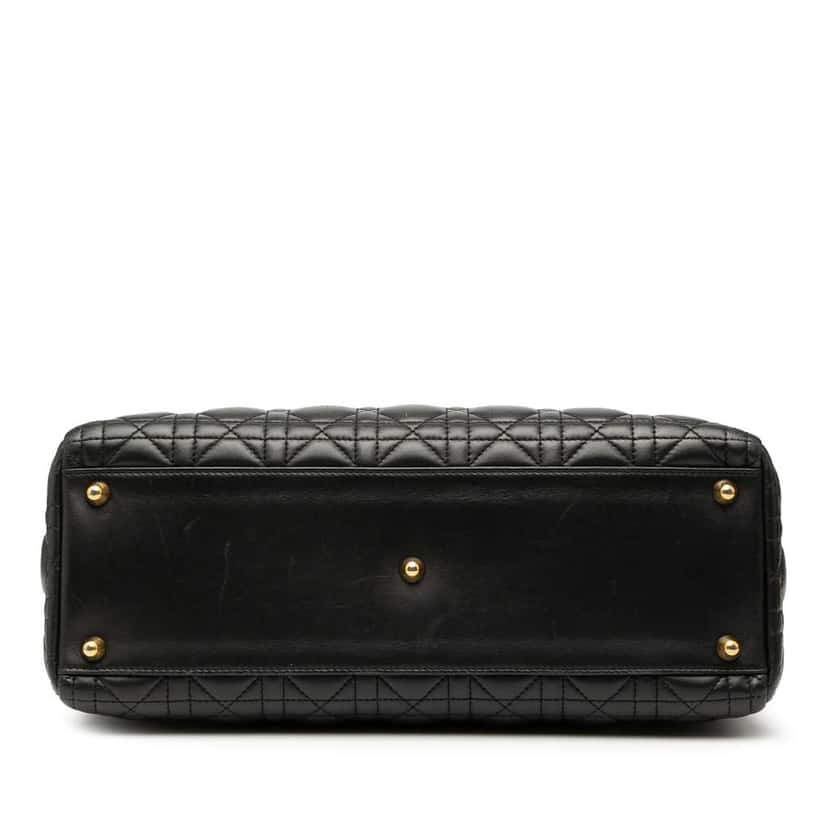 Dior Large Lambskin Cannage Lady Dior Black Leather Good condition - Inside View