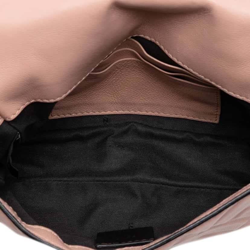 Fendi Mini Zucca Embossed Leather Baguette Satchel Pink Leather Good condition - Model View