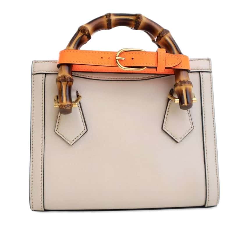 Gucci Mini Calfskin Bamboo Diana Satchel White Leather Good condition - Inside View