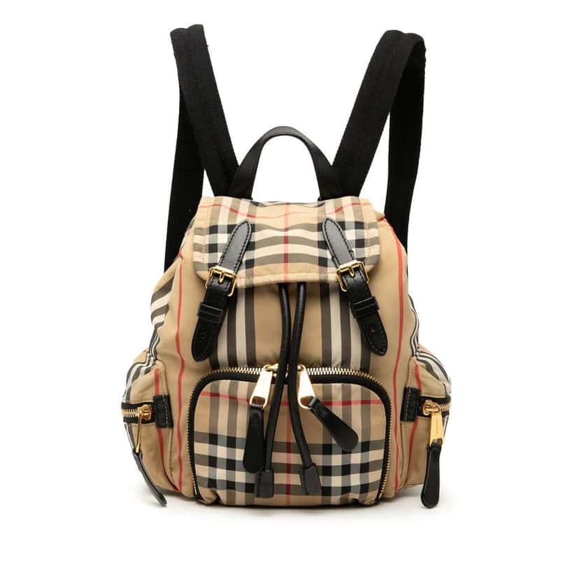 Burberry House Check Canvas Backpack Brown Canvas Good condition - Front View