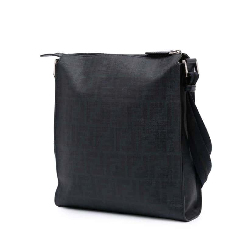 Fendi Zucca Coated Canvas Crossbody Black Canvas Good condition - Back View
