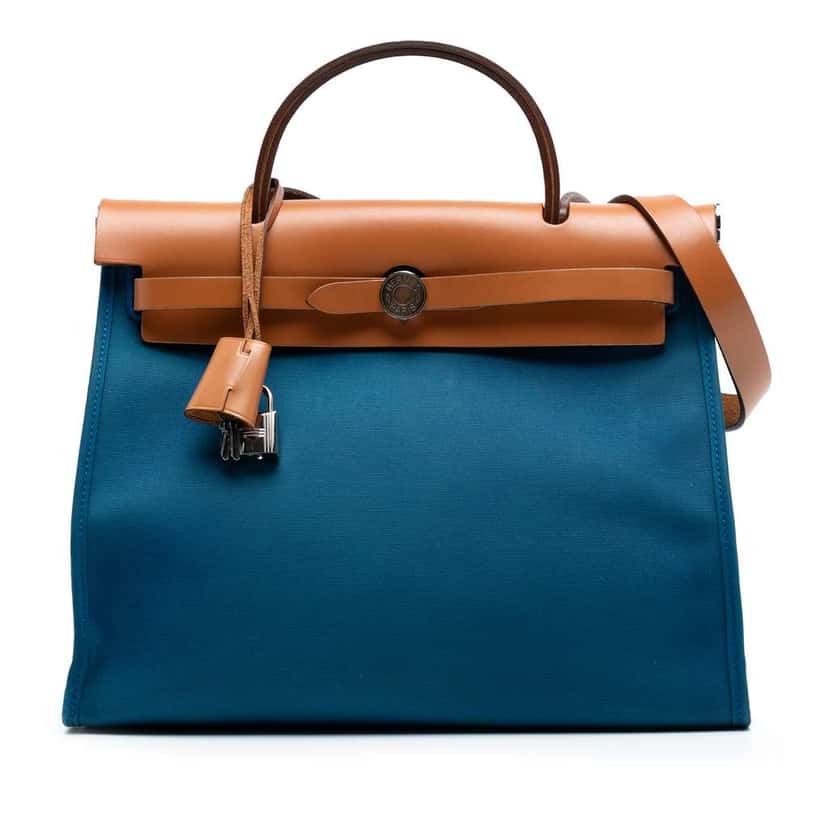 Hermès Toile Herbag Zip 31 Blue Canvas Good condition - Front View