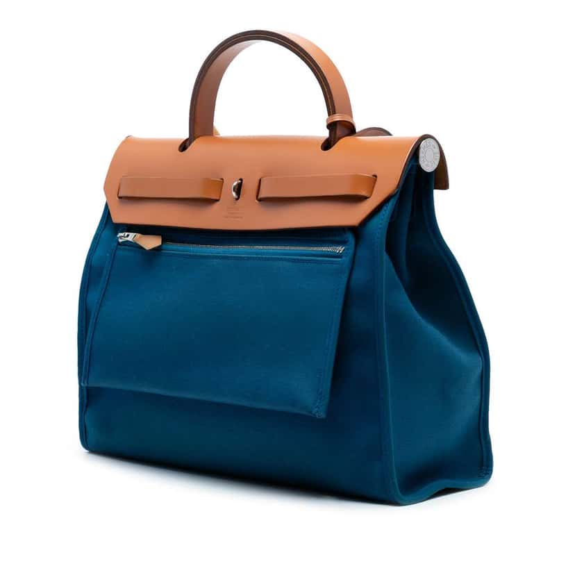 Hermès Toile Herbag Zip 31 Blue Canvas Good condition - Back View