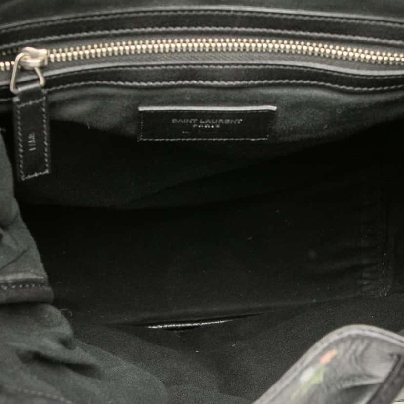 Saint Laurent Leather Prairie Floral Printed Festival Backpack Black Leather Very good condition - Model View
