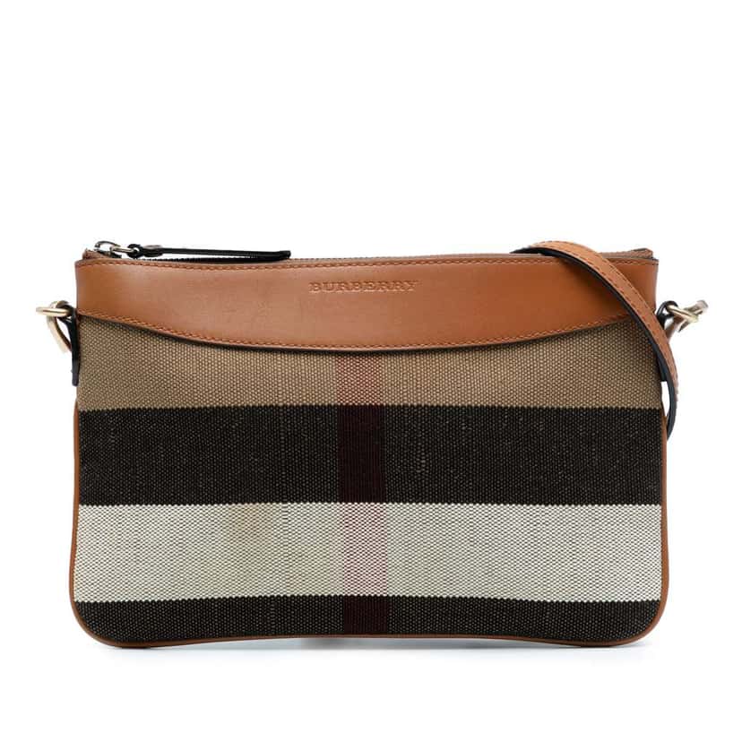 Burberry Mega Check Canvas Peyton Crossbody Brown Canvas Good condition - Front View