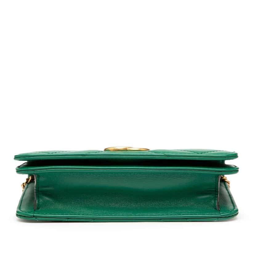 Gucci Mini GG Marmont Matelasse Leather Wallet On Chain Green Leather Good condition - Inside View