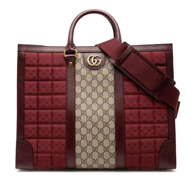 Gucci Medium GG Supreme and Quilted Mini GG Canvas Double G Tote Red Canvas Very good condition - Front View