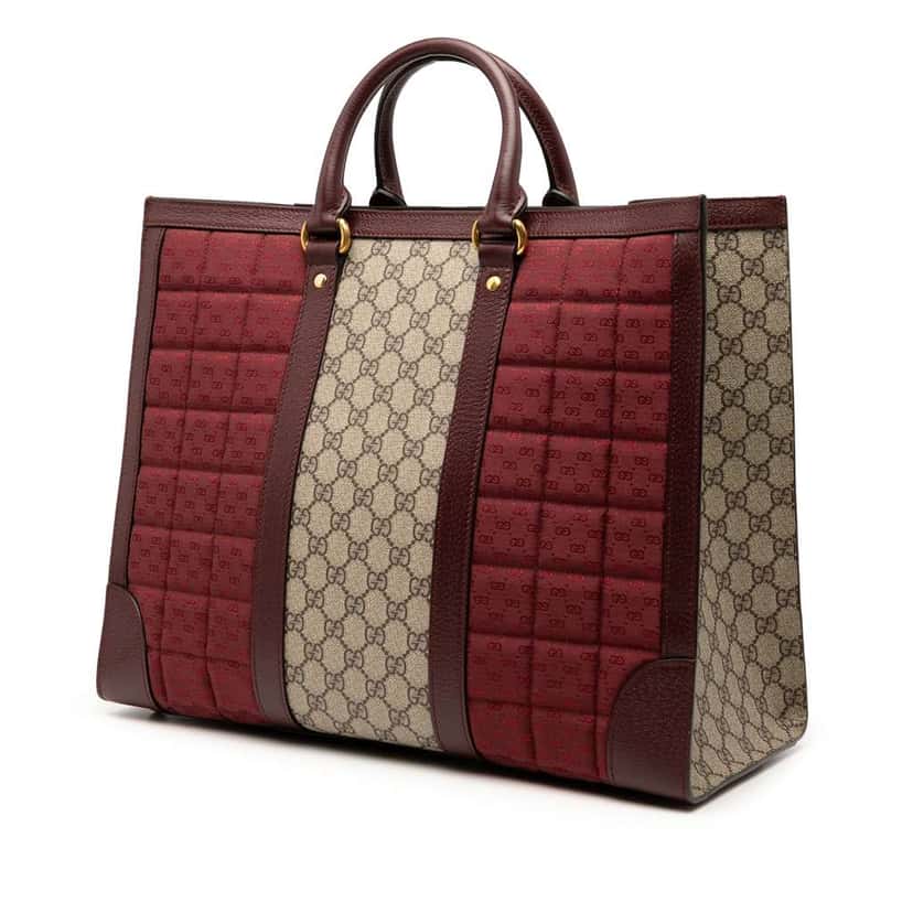 Gucci Medium GG Supreme and Quilted Mini GG Canvas Double G Tote Red Canvas Very good condition - Back View