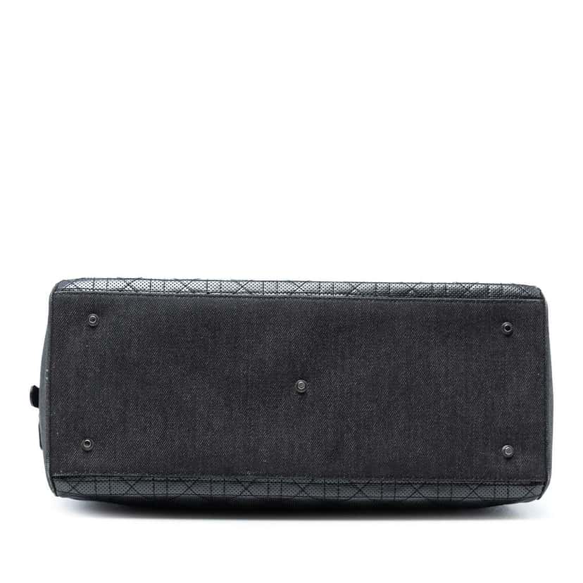 Dior Perforated Lambskin Cannage and Denim Malice Handbag Black Leather Good condition - Inside View