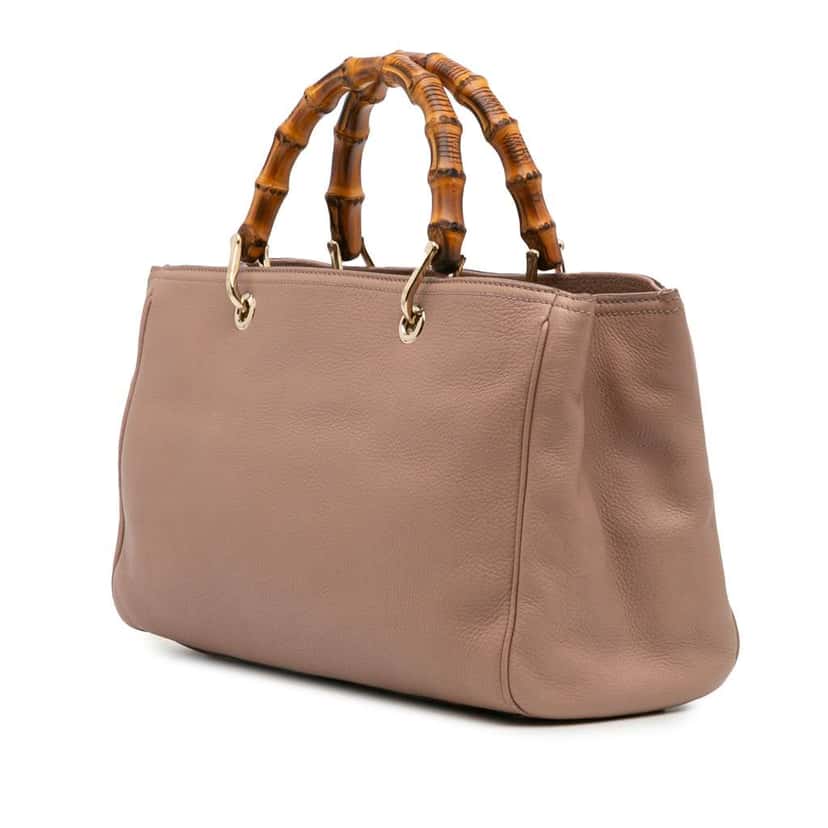 Gucci Medium Calfskin Bamboo Shopper Satchel Brown Leather Good condition - Back View