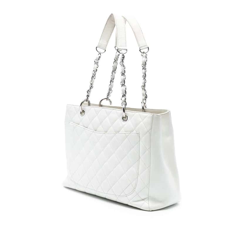 Chanel Caviar Grand Shopping Tote White Leather Very good condition - Back View