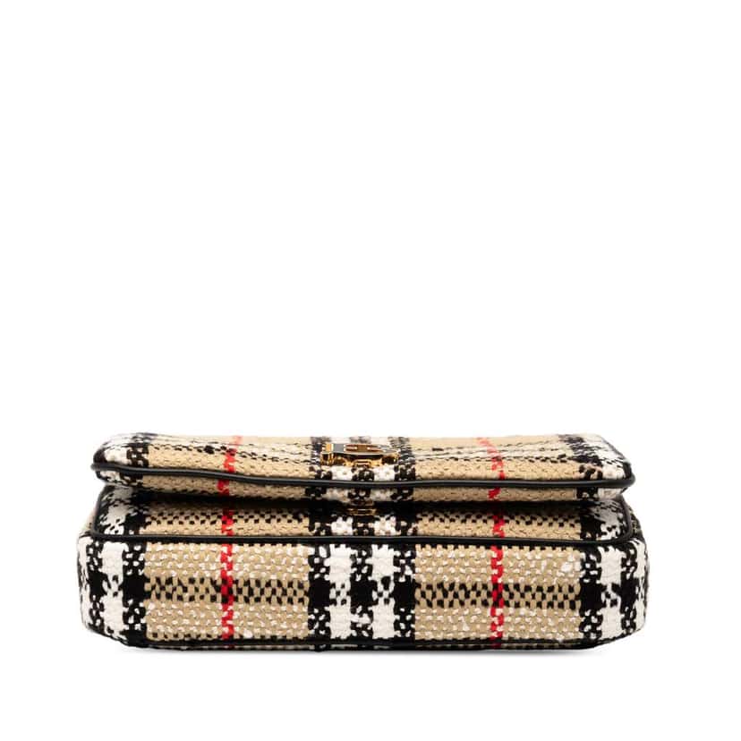 Burberry Mini House Check Cotton and Wool Lola Crossbody Brown Cotton Good condition - Inside View
