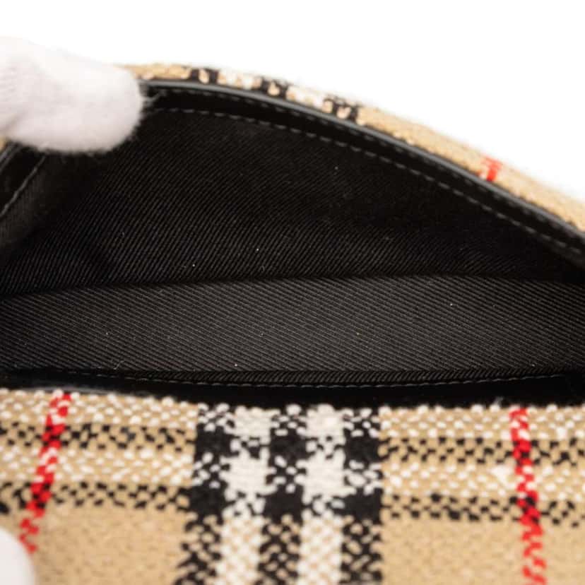 Burberry Mini House Check Cotton and Wool Lola Crossbody Brown Cotton Good condition - Model View