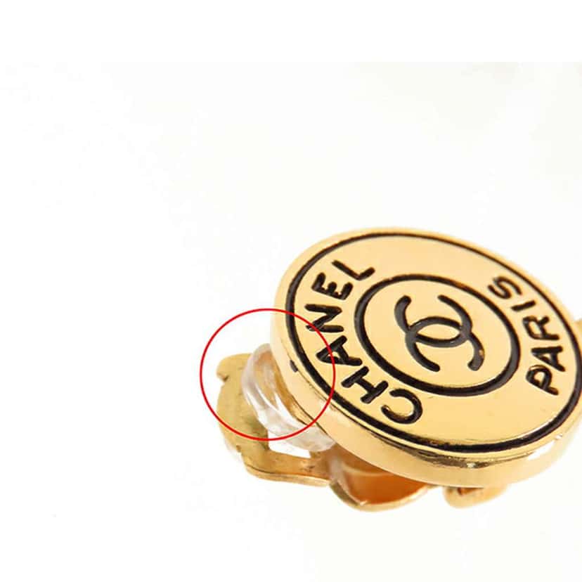 Chanel CC Gold Plated Faux Pearl Drop Clip On Earrings Gold Metal Very good condition - Inside View