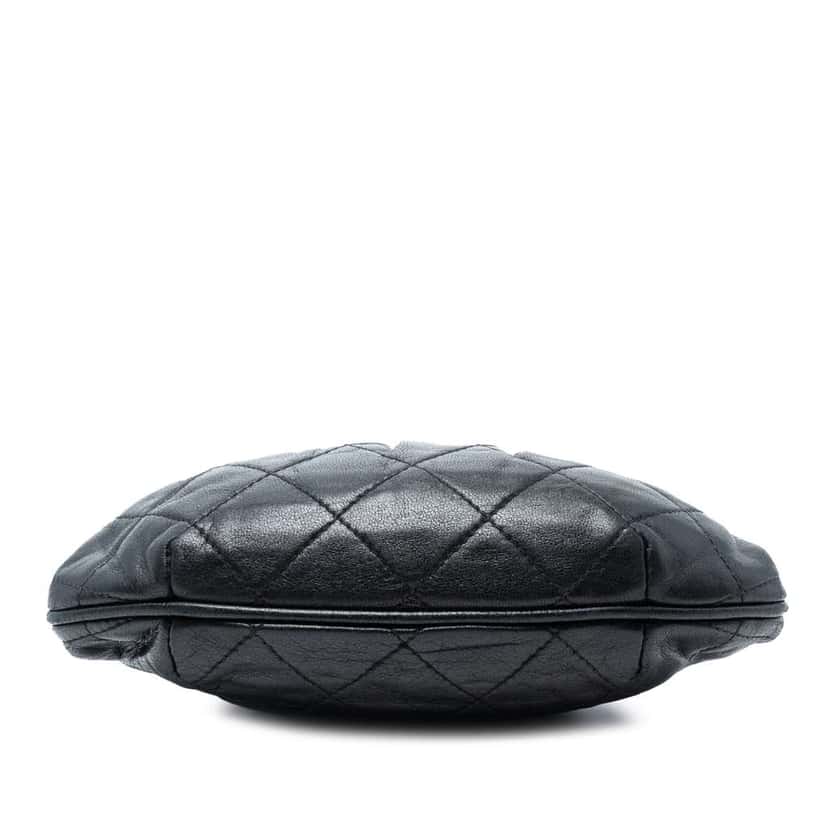 Chanel Quilted Lambskin Frame Bijoux Chain Kiss Lock Belt Bag Black Leather Good condition - Inside View