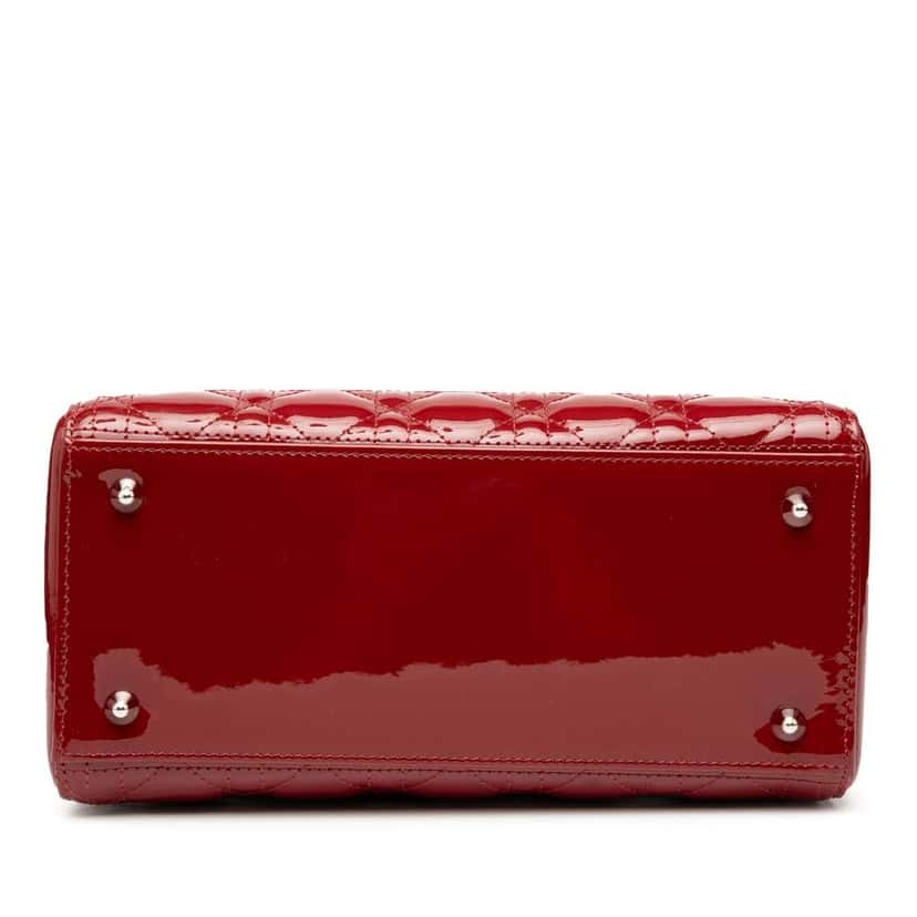 Dior Medium Patent Cannage Lady Dior Red Leather Good condition - Inside View