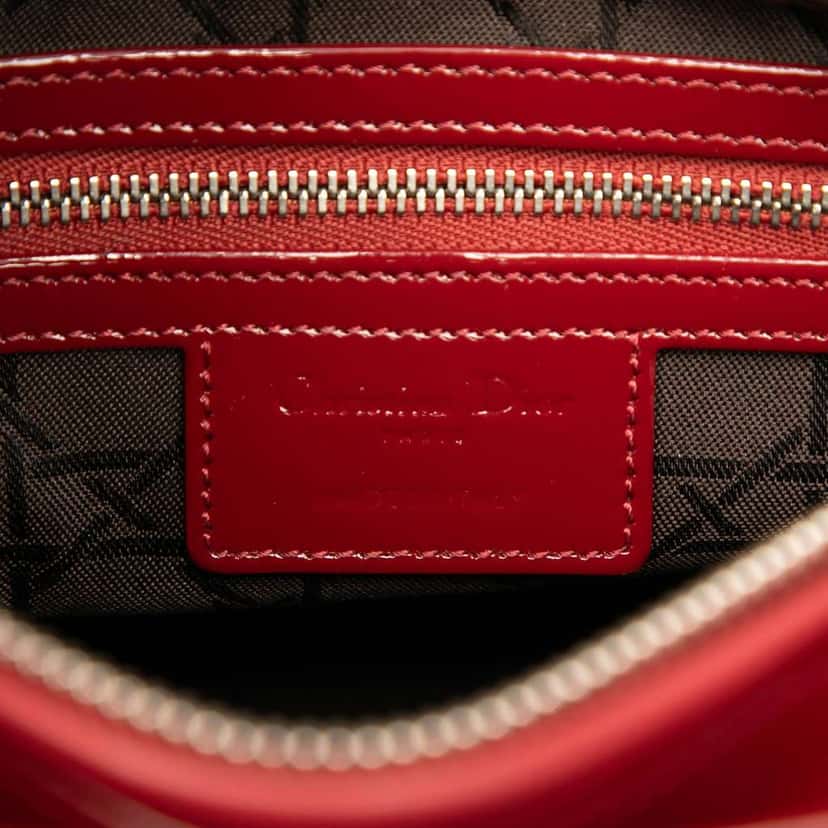 Dior Medium Patent Cannage Lady Dior Red Leather Good condition - Box View