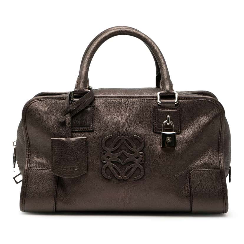 Loewe Metallic Goatskin Amazona 28 Brown Leather Good condition - Front View