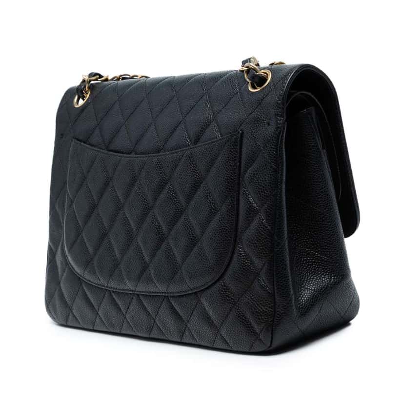 Chanel Jumbo Classic Caviar Double Flap Black Leather Good condition - Back View