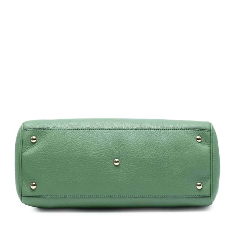 Gucci Medium Calfskin Bamboo Shopper Satchel Green Leather Good condition - Inside View