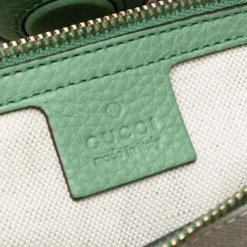 Gucci Medium Calfskin Bamboo Shopper Satchel Green Leather Good condition - Box View