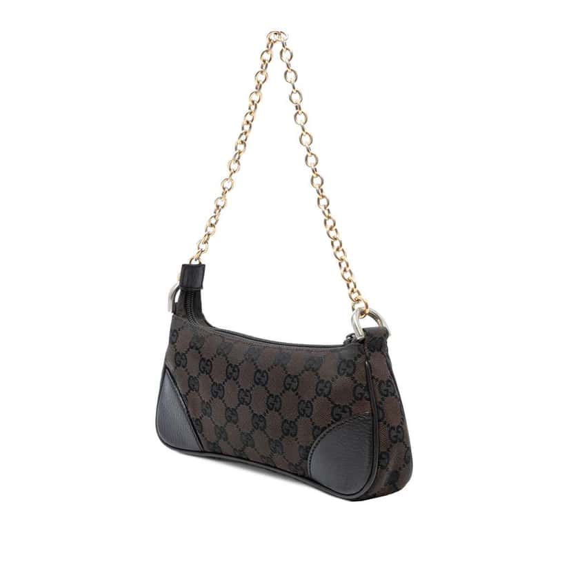 Gucci Studded GG Canvas Chain Shoulder Bag Brown Canvas Good condition - Back View