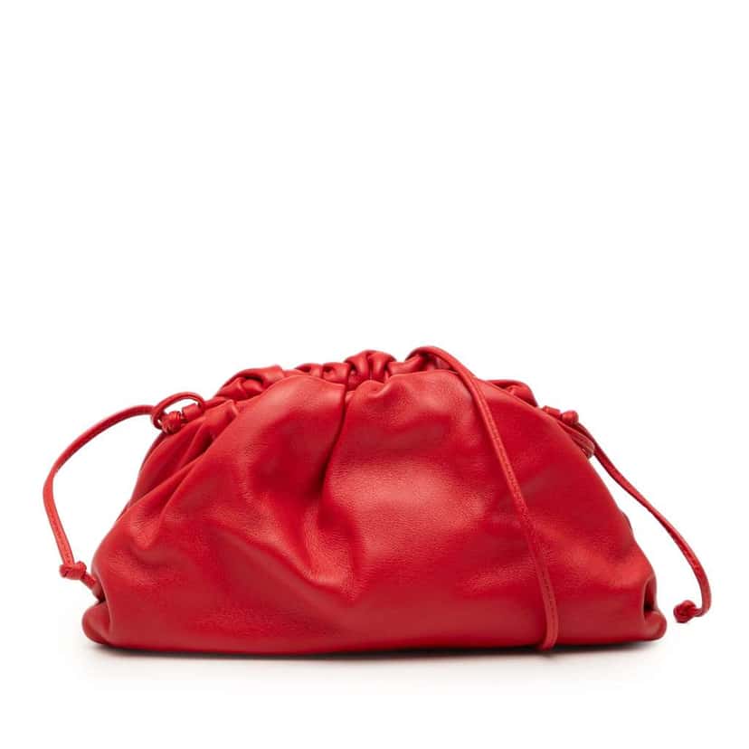 Bottega Veneta Lambskin The Mini Pouch Crossbody Red Leather Very good condition - Front View
