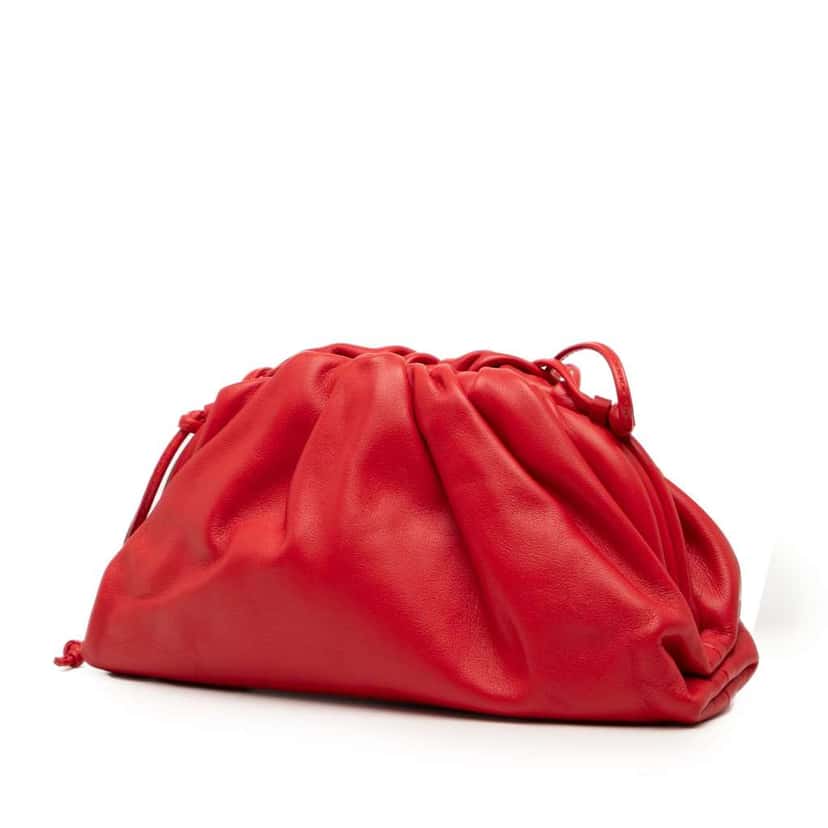 Bottega Veneta Lambskin The Mini Pouch Crossbody Red Leather Very good condition - Back View