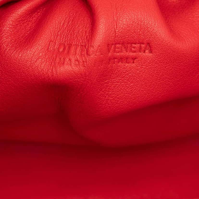 Bottega Veneta Lambskin The Mini Pouch Crossbody Red Leather Very good condition - Box View