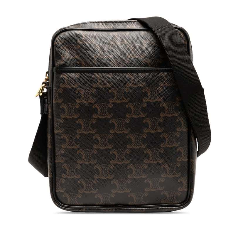 Celine Triomphe Coated Canvas Vertical Crossbody Brown Canvas Very good condition - Front View