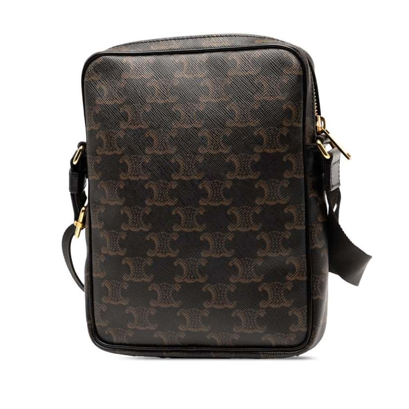 Celine Triomphe Coated Canvas Vertical Crossbody Brown Canvas Very good condition - Back View