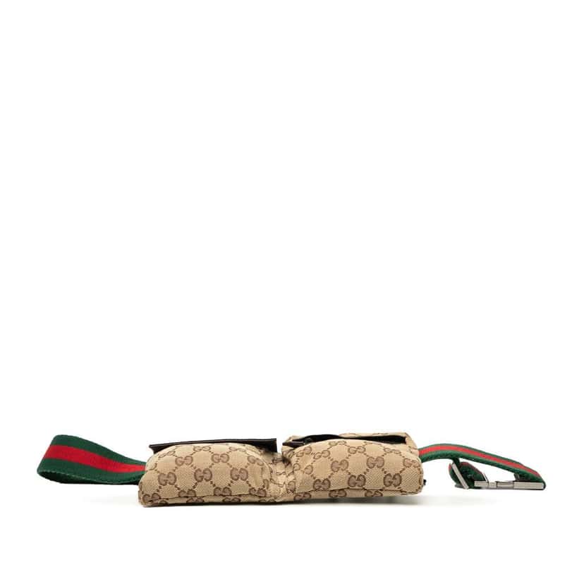 Gucci GG Canvas Web Double Pocket Belt Bag Brown Canvas Good condition - Inside View