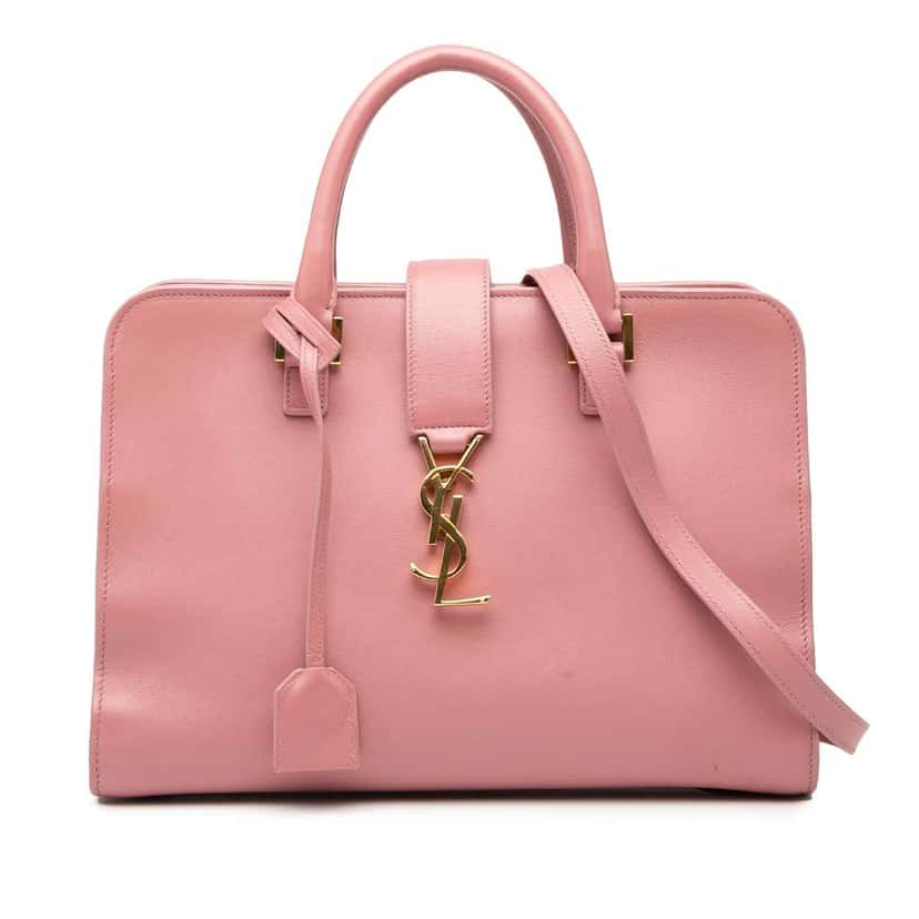 Saint Laurent Small Leather Monogram Cabas Satchel Pink Leather Very good condition - Front View
