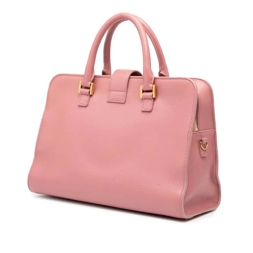 Saint Laurent Small Leather Monogram Cabas Satchel Pink Leather Very good condition - Back View