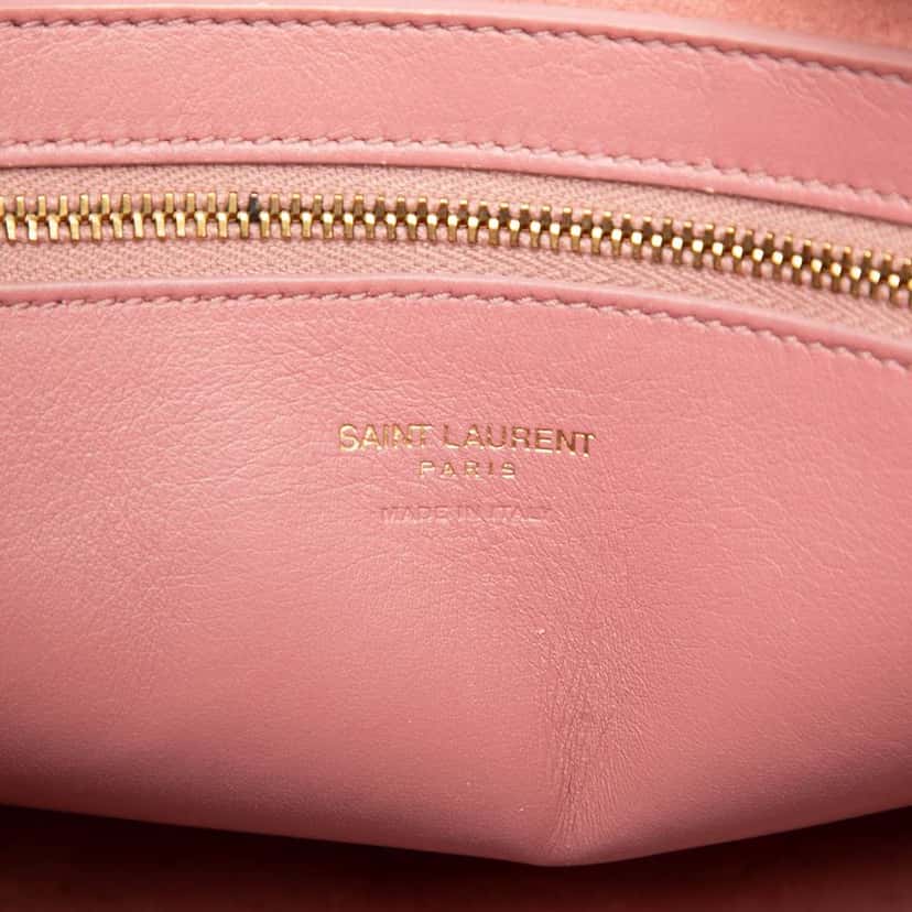 Saint Laurent Small Leather Monogram Cabas Satchel Pink Leather Very good condition - Box View