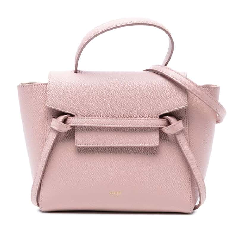 Celine Nano Grained Calfskin Belt Bag Pink Leather Good condition - Front View