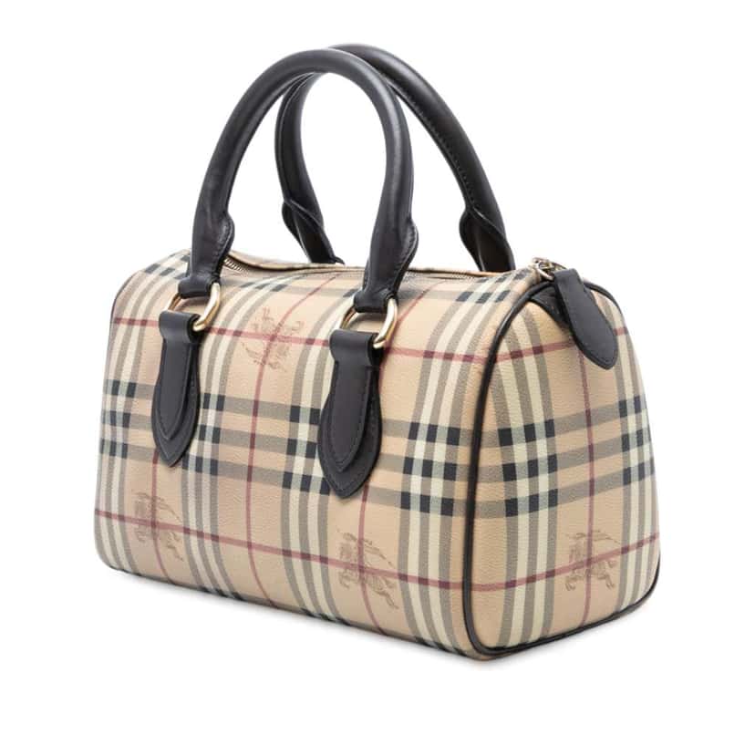 Burberry Medium Haymarket Check Coated Canvas Chester Bowling Bag Brown Canvas Good condition - Back View