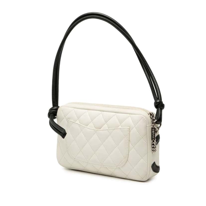 Chanel Lambskin Cambon Ligne Pochette White Leather Good condition - Back View