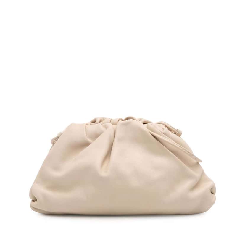 Bottega Veneta Lambskin The Mini Pouch Crossbody Brown Leather Good condition - Front View