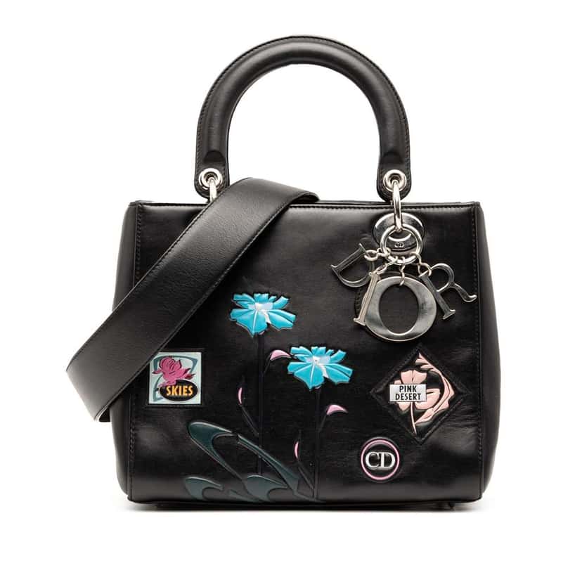 Dior Medium Calfskin Paradise Lady Dior Black Leather Good condition - Front View