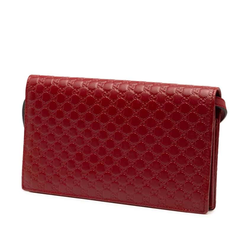 Gucci Microguccissima Wallet on Strap Red Leather Good condition - Back View