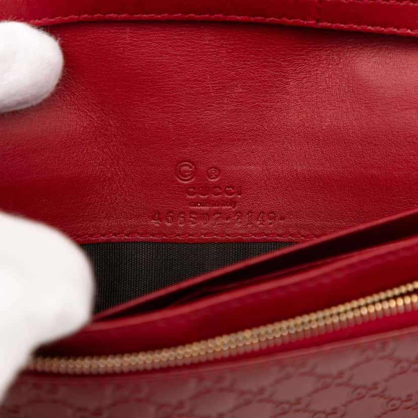 Gucci Microguccissima Wallet on Strap Red Leather Good condition - Box View