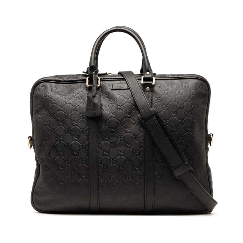Gucci Guccissima Business Bag Black Leather Good condition - Front View