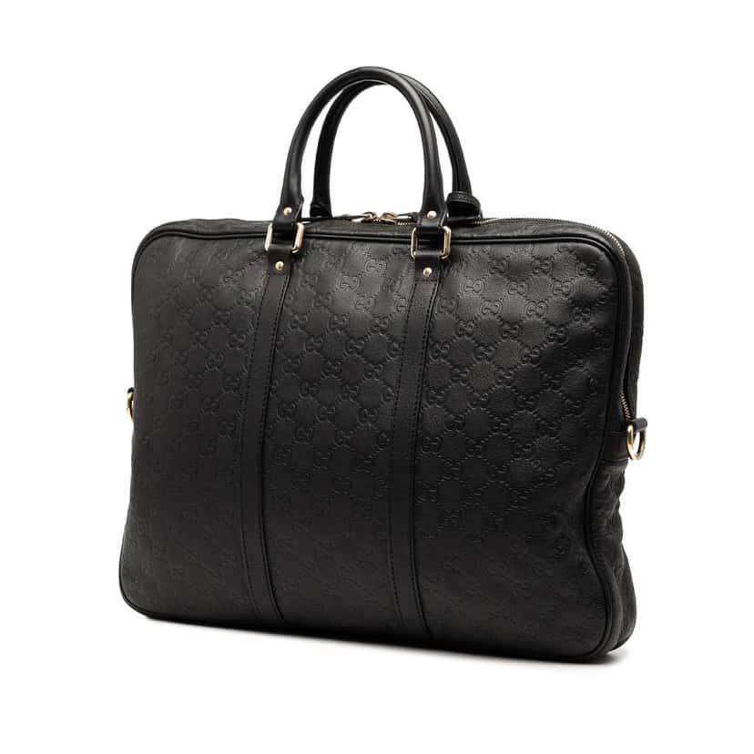 Gucci Guccissima Business Bag Black Leather Good condition - Back View