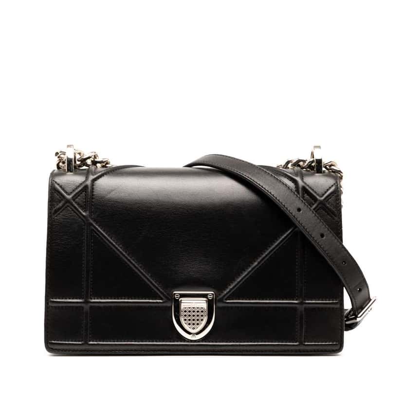 Dior Small Lambskin Diorama Flap Black Leather Good condition - Front View