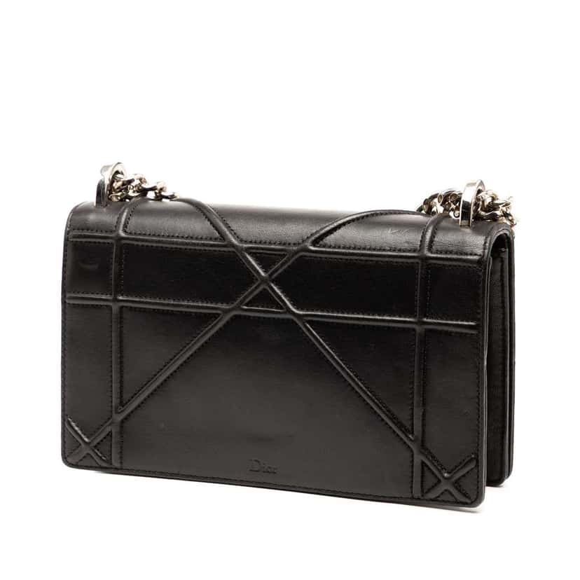 Dior Small Lambskin Diorama Flap Black Leather Good condition - Back View