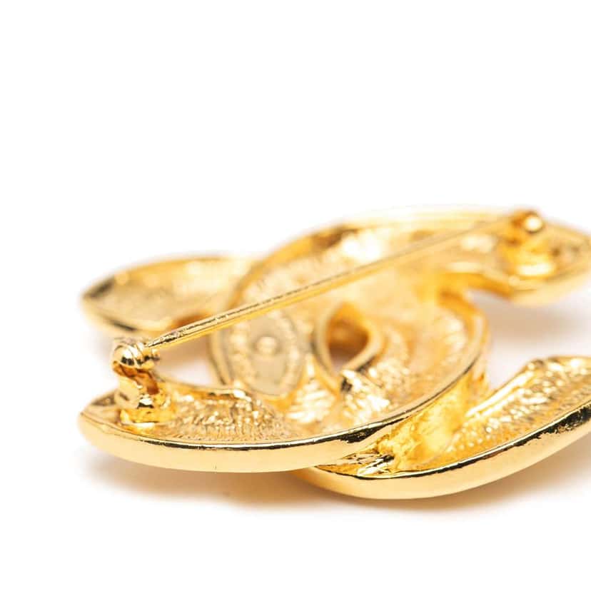 Chanel Gold Plated CC Quilted Brooch Gold Metal Good condition - Inside View